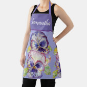 フローラかわいらしパステルパンシーパープル女性アートエプロン エプロン (インサイチュ)