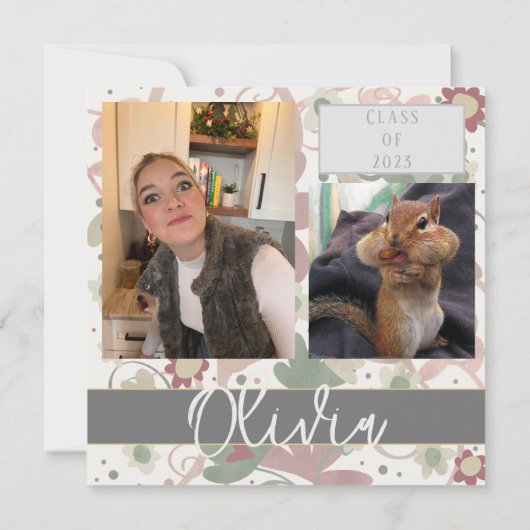 フローラかわいらしパステル卒業招待状 招待状 (裏面)