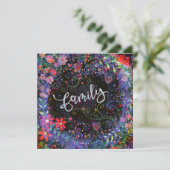 フローラかわいらしパープルお洒落ファミリー サンキューカード (スタンド正面)