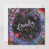 フローラかわいらしパープルお洒落ファミリー サンキューカード (正面)