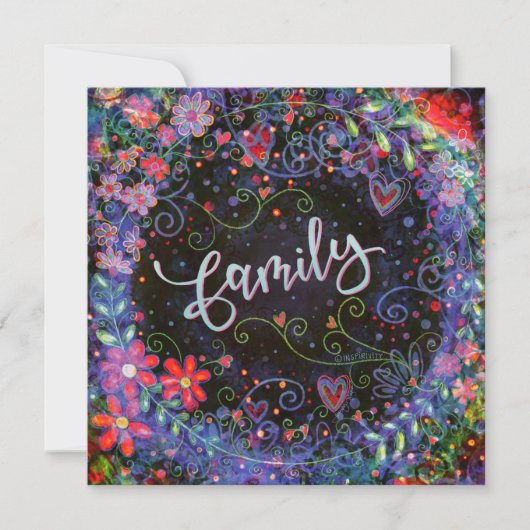 フローラかわいらしパープルお洒落ファミリー サンキューカード (正面)