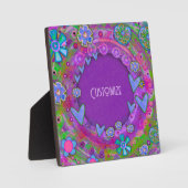 フローラかわいらしパープルハートボーホワンワード フォトプラーク (正面)