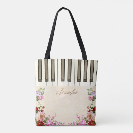 フローラかわいらしピアノ音楽のトートバッグ トートバッグ (裏面)