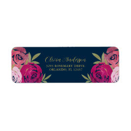 フローラかわいらしピンクと紫の水色バラ青 ラベル