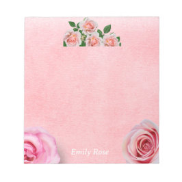 フローラかわいらしピンクローズハッピーバレンタインデー ノートパッド