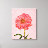フローラかわいらしピンク牡丹フラワーアート キャンバスプリント (正面)