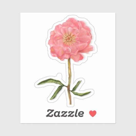 フローラかわいらしピンク牡丹フラワーアート シール (シート)
