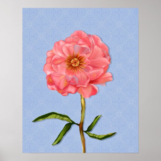 フローラかわいらしピンク牡丹フラワーアート ポスター (正面)