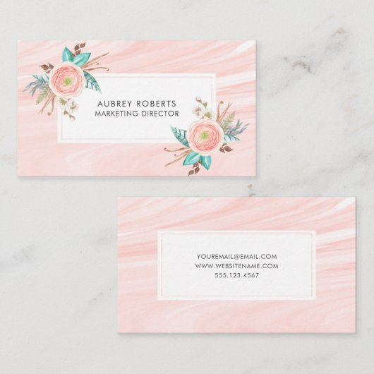 フローラかわいらしピーチウォータープロフェッショナル 名刺 (正面/裏面)