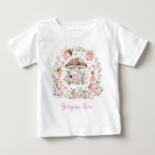 フローラかわいらしフェアリー魅惑の森の女の子の名前 ベビーTシャツ (正面)