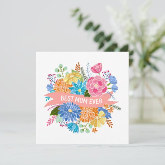 フローラかわいらしフラワーブーケママ誕生日カード (スタンド正面)