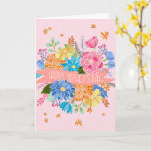 フローラかわいらしフラワーブーケ母の日の挨拶 カード (黄色い花)