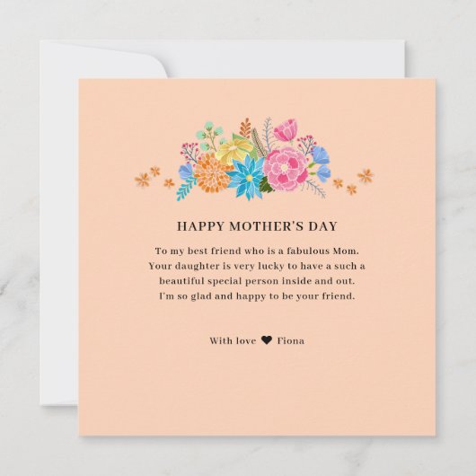 フローラかわいらしフラワーブーケ母の日 シーズンカード (裏面)