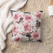フローラかわいらしブラックピンク両面クッション クッション (ブランケット)