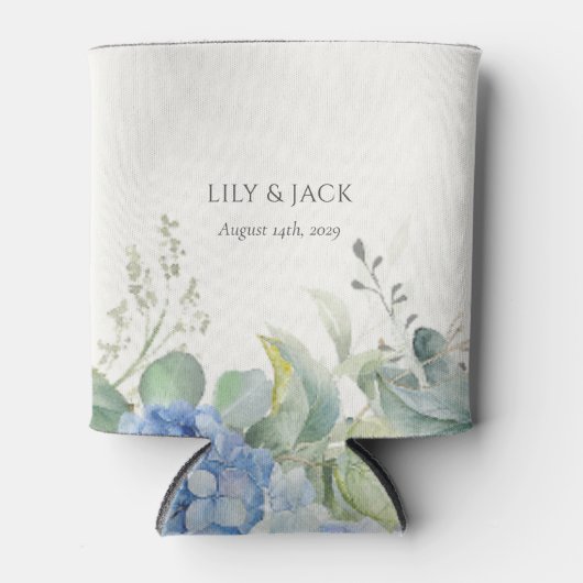 フローラかわいらしブルーアジサイイベント結婚ズ 缶クーラー (正面)