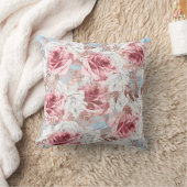 フローラかわいらしブルーピンク両面クッション クッション (ブランケット)