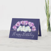 フローラかわいらしブーケバラ/クロッカスフラワーズ誕生日 カード (正面)