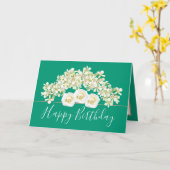 フローラかわいらしブーケホワイトオーキッドフラワー誕生日 カード (黄色い花)