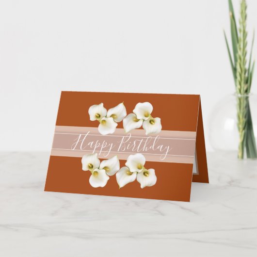 フローラかわいらしブーケリリーフラワーオレンジ誕生日 カード (正面)