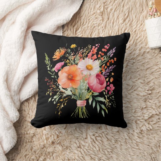 フローラかわいらしブーケ手結び花束 クッション (ブランケット)