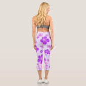 フローラかわいらしプリントパープルとピンクオンラベンダー カプリレギンス (裏面)