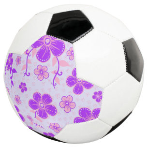 フローラかわいらしプリントパープルとピンクオンラベンダー サッカーボール