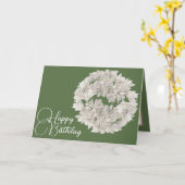 フローラかわいらしホワイトオーキッドフラワーガーランド誕生日 カード (黄色い花)