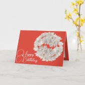 フローラかわいらしホワイトオーキッドフラワーガーランド誕生日 カード (黄色い花)