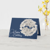 フローラかわいらしホワイトオーキッドフラワーガーランド誕生日 カード (黄色い花)