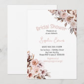 フローラかわいらしボホホワイトブライダルシャワー 招待状 (正面/裏面)