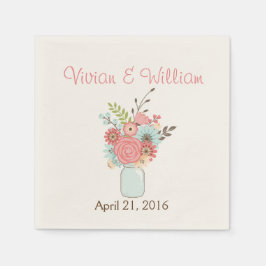 フローラかわいらしメイソンジャールカスタムウェディングナプキン スタンダードカクテルナプキン