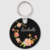 フローラかわいらしモノグラムオレンジ&ピンクカスタム キーホルダー (裏面)