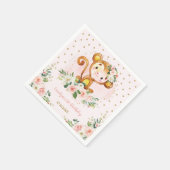 フローラかわいらしモンキーベビーシャワーワイルドワン誕生日 スタンダードカクテルナプキン (角)