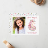 フローラかわいらしユニコーン写真教室バレンタイン ノートカード (正面/裏面インサイチュ)