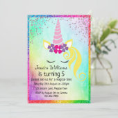フローラかわいらしユニコーン、キラキラ少女の5番目のパーティー 招待状 (スタンド正面)