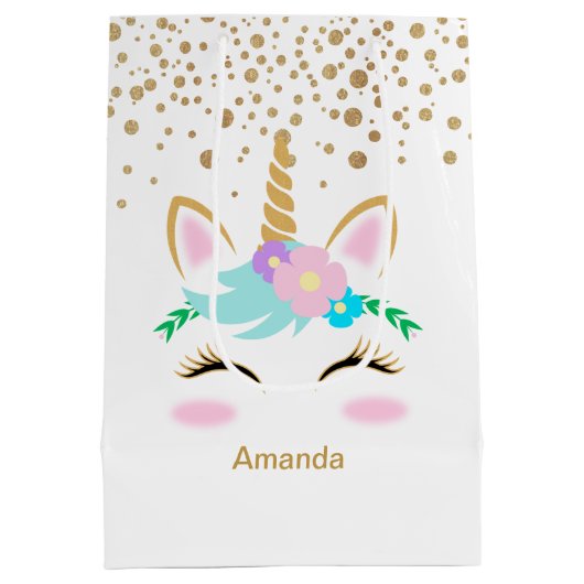 フローラかわいらしユニコーン ミディアムペーパーバッグ (裏面)