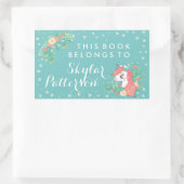 フローラかわいらしユニコーン 長方形シール (バッグ)