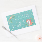 フローラかわいらしユニコーン 長方形シール (封筒)