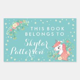 フローラかわいらしユニコーン 長方形シール