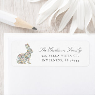 フローラかわいらしラビット春イースター差出人住所 ラベル