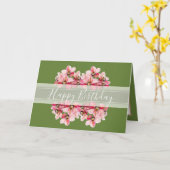 フローラかわいらしランズフラワーブーケピンク誕生日 カード (黄色い花)