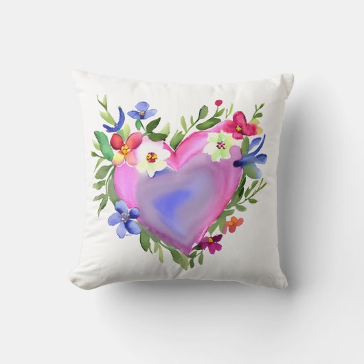 フローラかわいらしリースウォーターカラーアート クッション (正面)