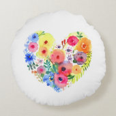 フローラかわいらしリースウォーターカラーアート ラウンドクッション (裏面)