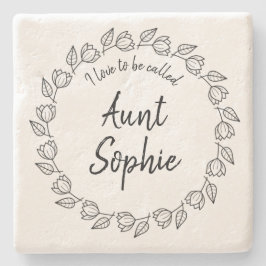 フローラかわいらしリース私は叔母と呼ばれることが大好き ストーンコースター