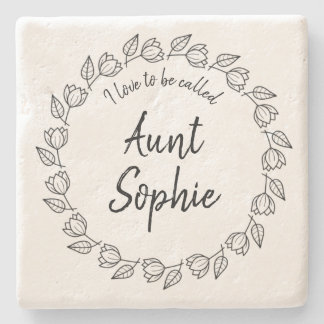 フローラかわいらしリース私は叔母と呼ばれることが大好き ストーンコースター