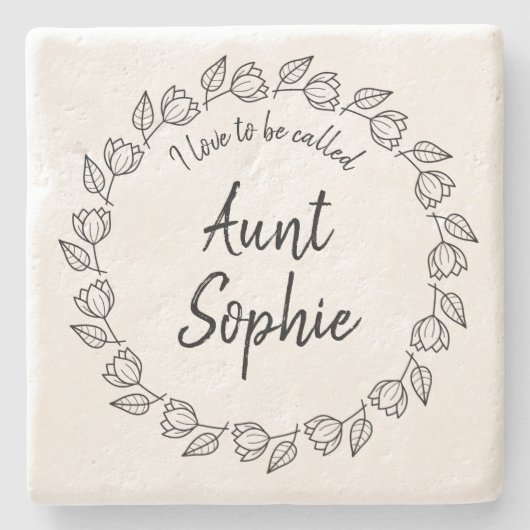 フローラかわいらしリース私は叔母と呼ばれることが大好き ストーンコースター (正面)