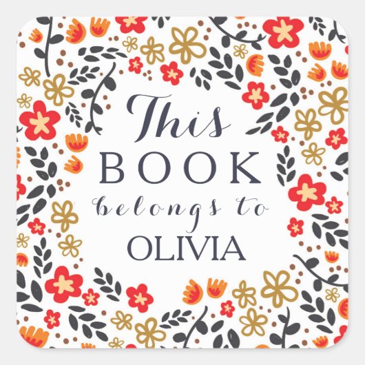 フローラかわいらしレッド・ホワイトこの本はシールに属している スクエアシール (正面)