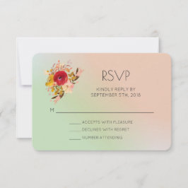 フローラかわいらしワイルドフラワーウォータカラーウェディングRSVP 出欠カード