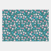 フローラかわいらしワイルドフラワーラッピング紙セット3 ラッピングペーパーシート (正面3)