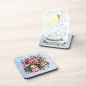 フローラかわいらしヴィンテージ書籍とコーヒークリスマス コースター (右側)